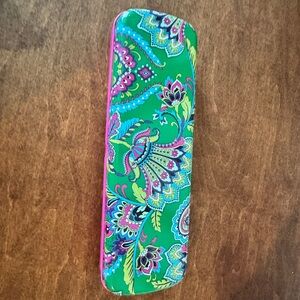 Vera Bradley Green and Pink Paisley colored pencil case with pencils  (GT)